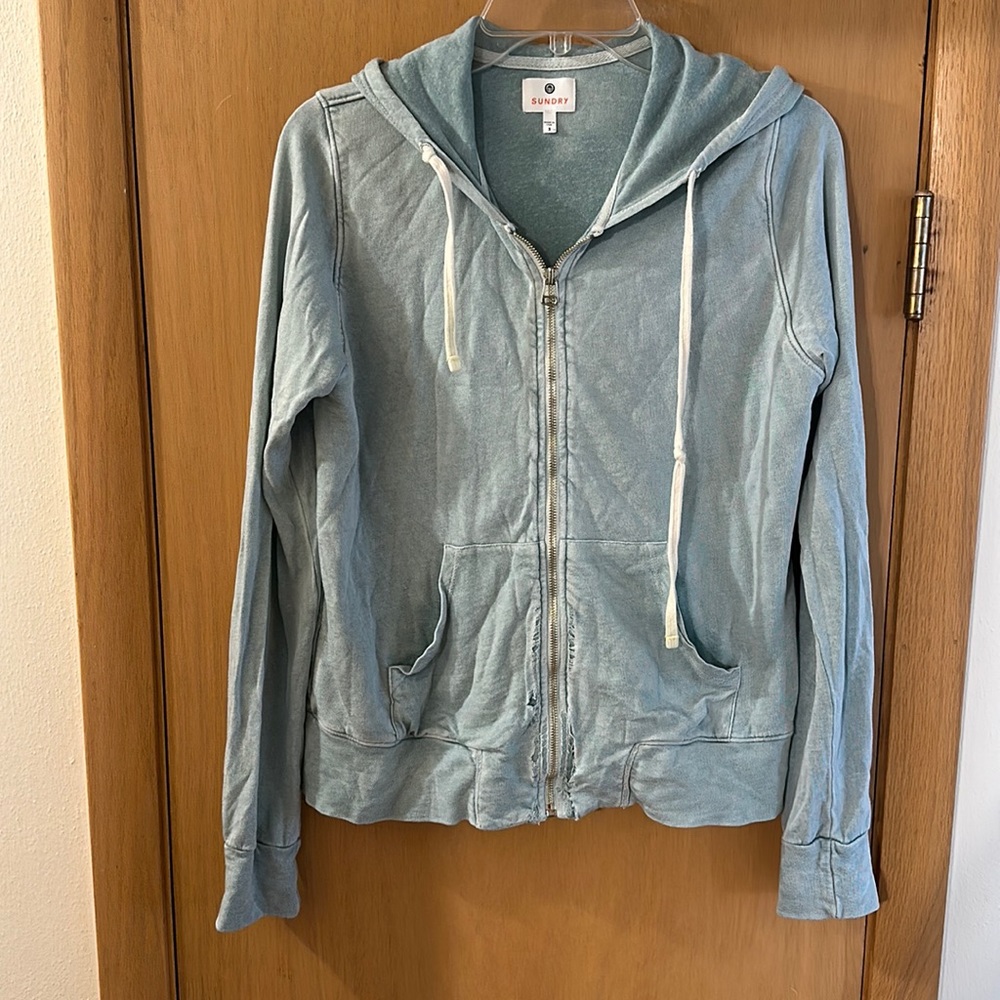 Sundry Women’s Full Zip Hoodie Sweatshirt Mint Green/ Light blue  Large 12 (3)